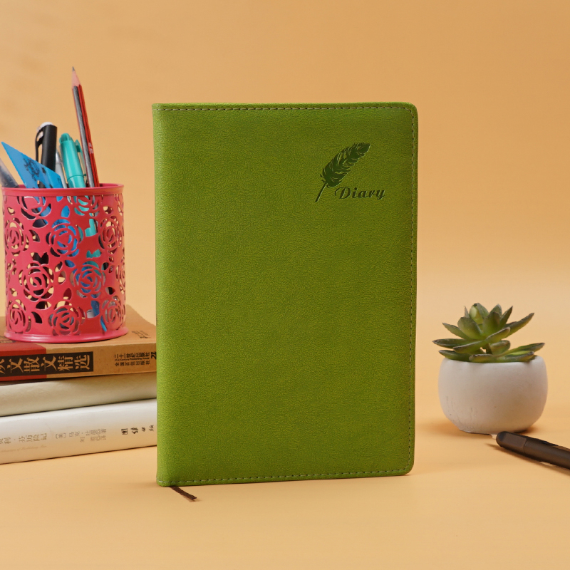 Cuaderno de cuero PU verde fresco